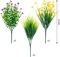 9pcs Artificial Flowers, UV Resistant Faux Outdoor Flowers, Fake Plastic Flowers for Hanging Planter Porch Window Garden Decoration Yellow Purple Green